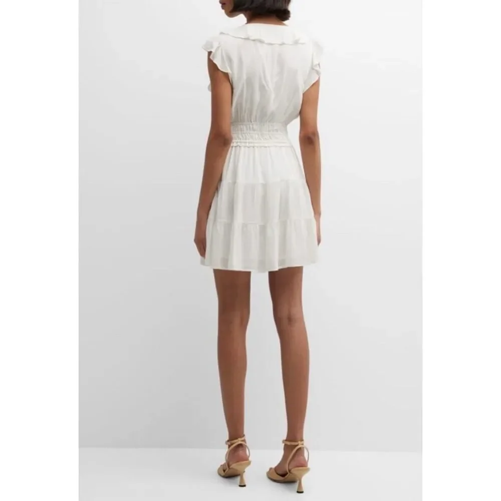 NWOT PAIGE Women's XL White Paradis Tiered Ruffle Mini Dress V-Neck - Picture 6 of 16